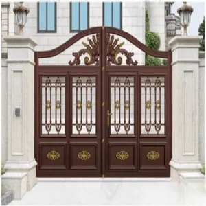 Porta oscilante de alumínio para casa automática de arco personalizado mais recente para jardim de pátio de villa