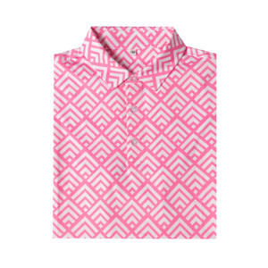 <b>Men's</b> Printed Golf <b>Shirt</b> <b>Pink</b> Geometric Design Short Sleeve <b>Polo</b> <b>for</b> Golf Club Tournament and Team Events - Product Image 3