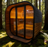 Sauna de Vapor Tradicional para Jardín de Alta Calidad, Sauna de Cedro Rojo Empalmado con Estufa de Leña/Eléctrica