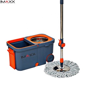 Imaxx Dễ Dàng Lau <span class=keywords><strong>360</strong></span> Quay Quay Ma Thuật Cho Sàn Làm Sạch Thép Xử Lý Với Kim Loại Giỏ Cho Nhà Và Xe Nhà Bếp Sử Dụng - Product Image 1