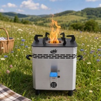 Poêle à gazéification de bois à air forcé haut de gamme avec pare-vent galvanisé surélevé pour une gazéification propre, idéal pour le chauffage de patio et de jardin