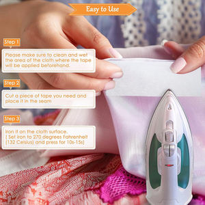 2 rollos de cinta de bateo fusible <span class=keywords><strong>para</strong></span> acolchar-1,5 pulgadas x 20 yardas, cinta de encuadernación transparente fusible <span class=keywords><strong>para</strong></span> batear dejar de coser - Product Image 4