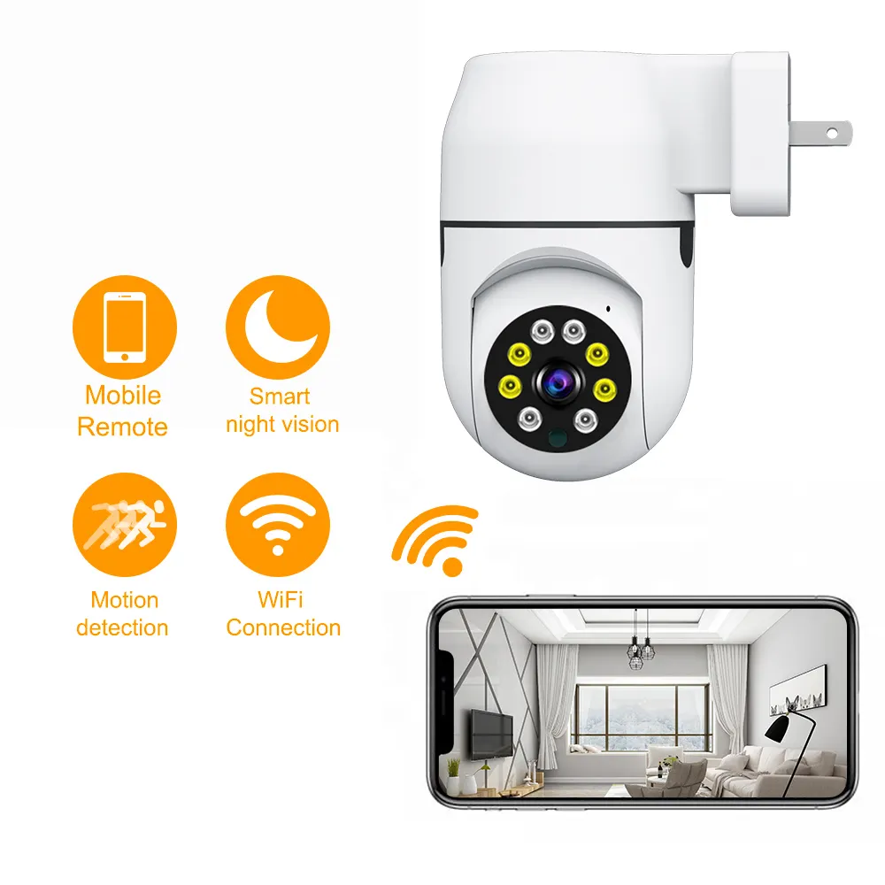 Full Color Night Vision 3MP 360 Degree Surveillance dome Camera Auto Tracking Ptz Wifi Light Bulb Security Socket Camera