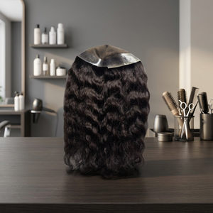 Topper de cheveux humains noirs à ondulations profondes, partie en U, cheveux Remy, bonnet de perruque doux - Product Image 2