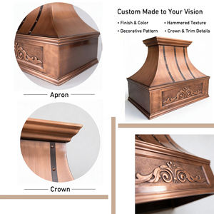 غطاء موقد نحاسي مصنوع يدويًا على شكل جرس مع زخارف منحوتة، غطاء مطبخ تقليدي بطراز المزرعة - Product Image 6