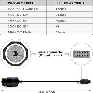 Cavo Adattatore Connettore OBD1 20PIN e OBD2 16PIN per BMW <span class=keywords><strong>E31</strong></span> E32 E34 E36, Compatibile con Strumenti di Scansione OBD 1, Nero, Compatibile con Windows XP - Product Image 5