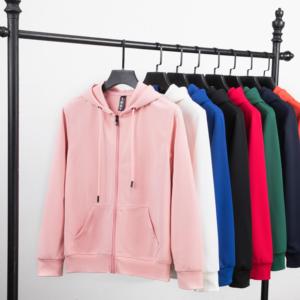 Sweat à capuche zippé rose pour femme, en coton biologique, délavé à l'acide, coupe oversize, épais, style vintage, décontracté, automne, personnalisé, vente en gros - Product Image 1