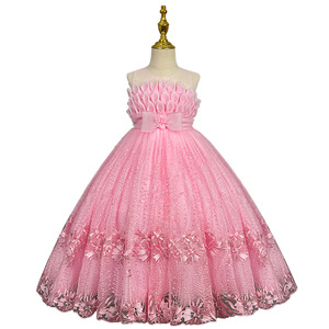 Robe de soirée longue pour filles Finalz <span class=keywords><strong>2022</strong></span>, robe de fête de <span class=keywords><strong>Noël</strong></span>, fleurs, épaules dénudées, broderie, nœud - Product Image 5