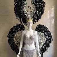 Ailes d'ange en plumes, diadème, costume pour carnaval, Halloween, fête, spectacle, chapeau, maquillage, danse, défilé