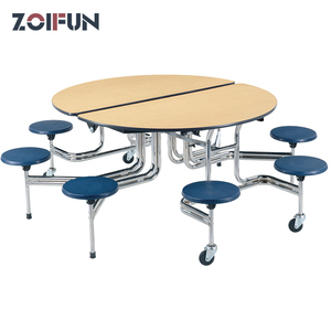 Table et chaise pliante italienne, économie d'espace, table et chaise rondes avec <span class=keywords><strong>centre</strong></span> rotatif, de poker pour cantine - Product Image 5