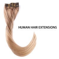 Extension de cheveux humains 100% naturels vierges, Double étiré avec clips