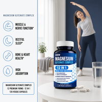 LUVVITA OEM Marque Privée Capsules de Bisglycinate de Magnésium et Citrate Végétaliennes 5000mg Suppléments Végétaliens Capsules de Magnésium Complexe en Gros