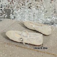 Chaussures plates de ballet blanches ajourées respirantes à la mode, avec bride réglable en dentelle et boucle, pour fêtes et occasions décontractées, vente en gros