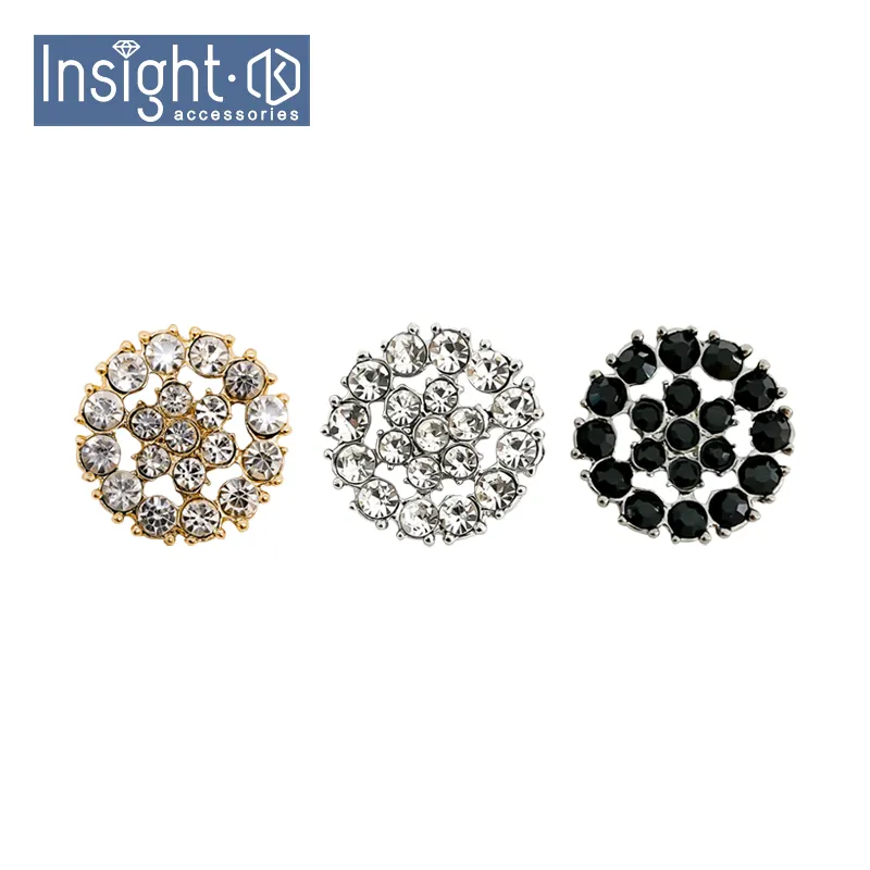 Hoge Kwaliteit Diy Metalen Schacht Knoppen Custom Rhinestone Knoppen Kristal Voor Lente Overjas