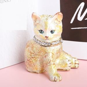2024 créatif nouveau Design Style chinois mignon chat métal émail boîte à bijoux pour la décoration de la maison - Product Image 5
