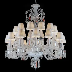 Hotel staircase decoration modern luxury chandelier chrome 24 arms glass k9 crystal pendant light