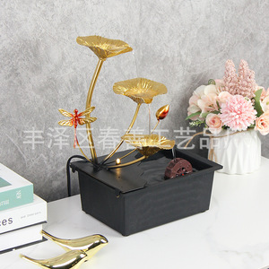 Roue d'eau créative, élément aquatique porte-bonheur, ornement Feng Shui en fer forgé pour la décoration du salon ou du bureau - Product Image 2