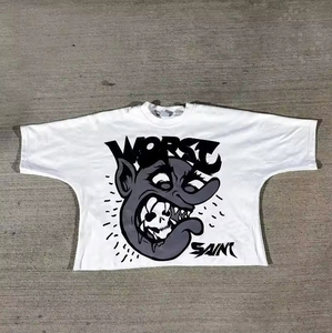 High Quality 300 GSM Heavy Weight <b>Box</b> Fit 100% Cotton <b>Drop</b> Shoulder Oversized Cropped Boxy T Shirts for Men - Product Image 5