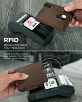 Dompet kulit Mini lipat tiga pria, dompet kulit pelindung RFID jendela ID Warna cokelat antik Retro, dompet penyimpan kartu kredit kecil