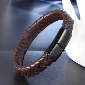 <span class=keywords><strong>Bracciale</strong></span> da <span class=keywords><strong>uomo</strong></span> in pelle intrecciato con fibbia magnetica intrecciata <span class=keywords><strong>argento</strong></span> oro nero regalo per fidanzato padre papà braccialetto alla moda - Product Image 5