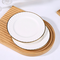 Assiette plate en porcelaine fine pour restaurant, motif spirale blanc, vaisselle en céramique