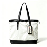 Sac fourre-tout en toile robuste et grand format avec poignée en cuir, réutilisable pour les courses