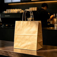 Sac cadeau portable en papier kraft rouge classique, écologique et jetable, avec poignées torsadées, imprimé flexo pour supermarché et exposition
