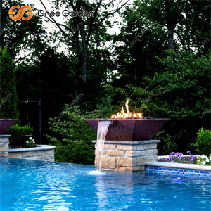 2026 Trendy Corten Steel Gas <b>Fire</b> Pit Waterfall-Customizable Rust Color Eco-Friendly Outdoor Terrace Pool <b>Fire</b> Bowl with Poker - Product Image 1