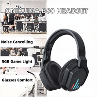 ONIKUMA B60 Headphone Gaming Nirkabel Over-Ear ANC 5.4 Lampu RGB Headset Lipat untuk PC dan Perjalanan