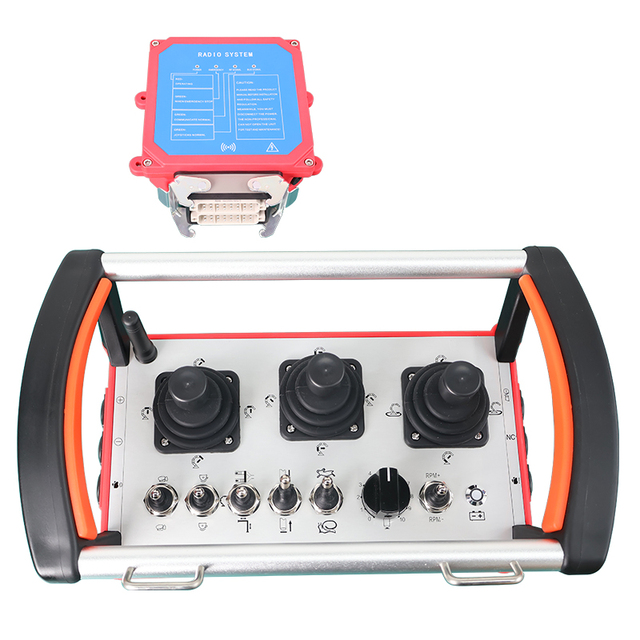 Heavy Duty Wireless Radio Remote Control Transmitter Receiver With 3 Joysticks and RPM Adjustment for Construction Machinery