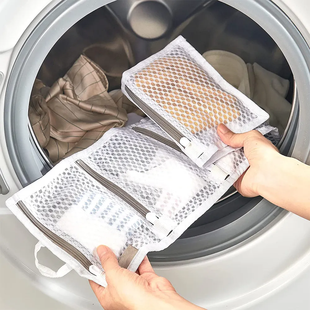 14-Pocket Paired Washing Drying Storing Need not Clips Sock Laundry Bag Socks Organizer Mesh Hanging Bags for Delicate for Wash