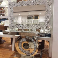 Console de salon moderne OME avec miroir, en forme de cœur, ornée de cristaux Diamante