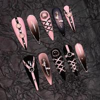 Ongles à presser de luxe personnalisés faits à la main en acrylique épais avec strass, faux ongles