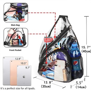 Bolso bandolera transparente de PVC, 35x40x14cm, 4 colores, aprobado para estadios, mochila transparente para el pecho, bolsillo de malla para botella, apto para mujer - Product Image 2