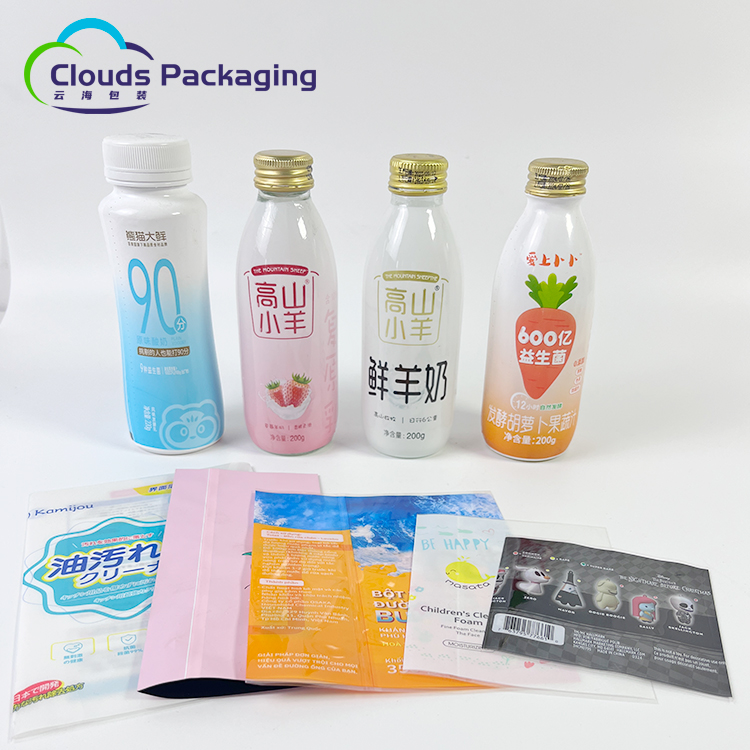 PET Heat Strink Packaging Bags Custom Printing Labels Gold Foil Heat Shrink Wrap Bags for Glass Plastic Metal Jar Bottle