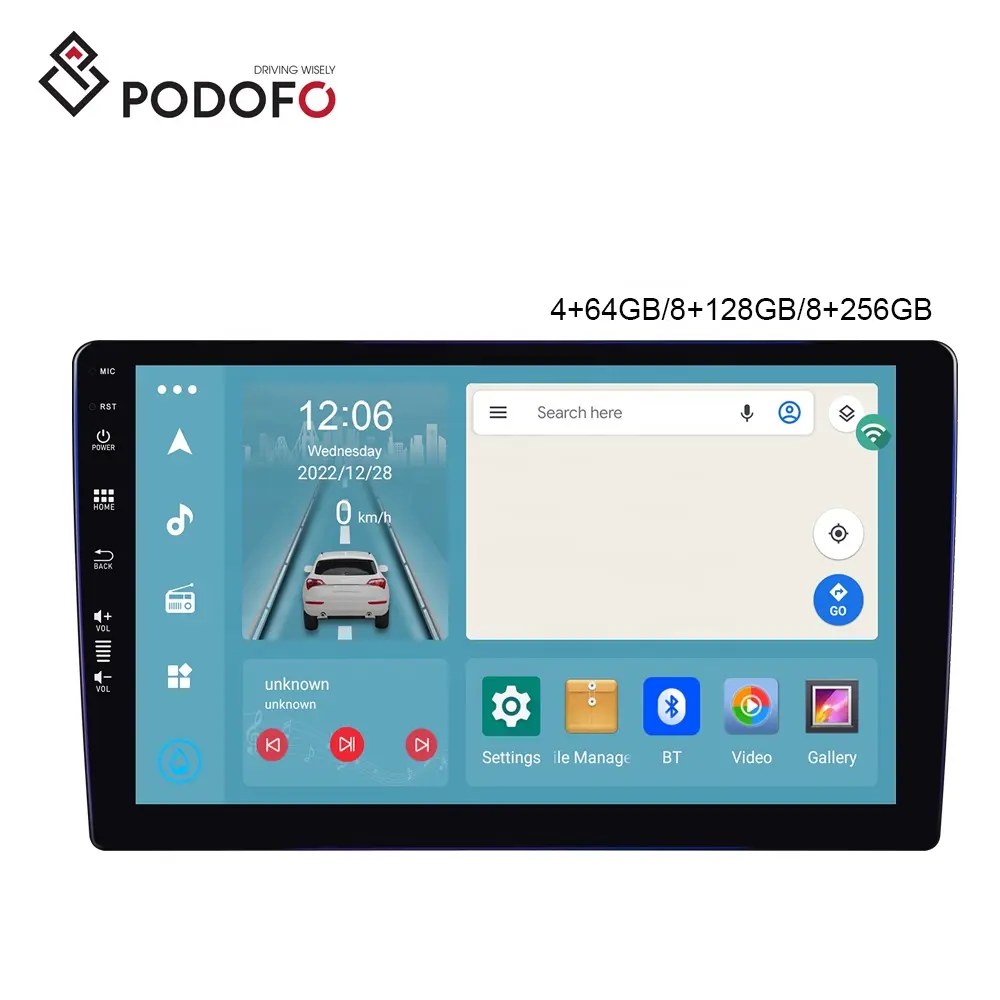 Podofo 8 Core Android Car Stereo 4+64/8+128/8+256 9'' QLED Car Radio Carplay Android Auto 4G WiFi GPS BT AM/FM/RDS Autoradio
