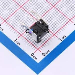 TS6695ZJ 022 Tactile Switch Bent Lead Through Hole-4P,7.3x6.1mm Single Pole Single Throw Round Button 2.5N Right Angle Insert - Product Image 2