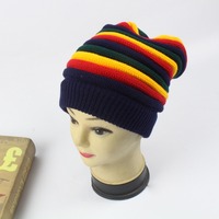 Berretto Invernale in Cotone Lavorato a Maglia Personalizzato, Cappello Caldo a Righe Lunghe Stile Rasta