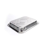 Barquette rectangulaire jetable en aluminium de qualité alimentaire, demi-taille, profonde, compatible four, avec couvercle en PET pour emballage alimentaire