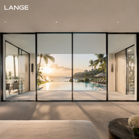 Porte coulissante panoramique sur mesure, cadre noir, mur en verre extérieur, porte empilable à économie d'énergie pour véranda et jardin