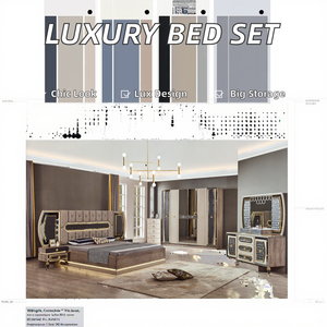 Set di Mobili da Camera da Letto di Lusso Moderno con Contenitore, Armadio, Comodino e <span class=keywords><strong>Base</strong></span> Letto in Metallo per Casa o <span class=keywords><strong>Hotel</strong></span> - Product Image 2