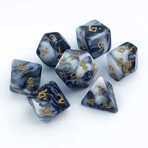 Nouvel ensemble de dés polyédriques bicolores (noir, or, blanc, bleu) à effet nacré, très demandé, pour D&D et jeux de société - Product Image 3