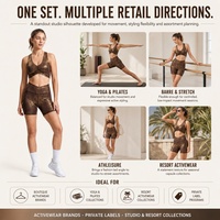 Ensemble de yoga personnalisé pour femme, texture écorce, soutien-gorge dos nageur à col en V, short cycliste taille haute croisée, tenue de sport Pilates et fitness