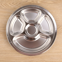 Assiette de restauration rapide écologique en acier inoxydable 304/201 pour restaurants, écoles, enfants, assiette à dîner divisée en 4/5/6 compartiments