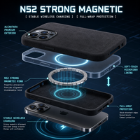 Coque de téléphone pour iPhone 16 Plus, authentique Alcantara italien, boutons métalliques entièrement recouverts, attraction magnétique, service OEM/ODM