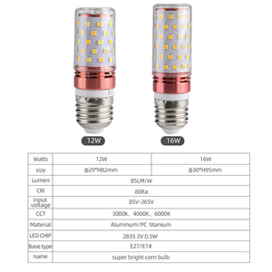 Siêu Sáng Tiết Kiệm Năng Lượng 12W 16W 18W Ánh Sáng Trong Nhà Đèn Chùm Sử Dụng Ngô Bóng Đèn Ngô Dẫn Đèn Chiếu Sáng Bóng Đèn AC Luces LED 90 85 - Product Image 2