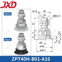 JXD pour ZPT40 Ventouse de levier à soufflet large robuste A14/A16 40mm avec tampon NBR/Silicone pour la manipulation de tôles courbées