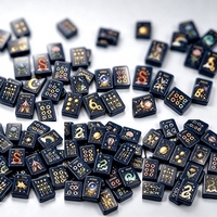 Tuiles de Mahjong Américaines Personnalisées en Acrylique à Trois Couches, Motif Ciel Étoilé Exquis, 160 Pièces, Boîte de Jeu d'Échecs et de Cartes