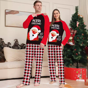 Pijamas Navideños de Poliéster Personalizados al por Mayor, Estampado de Dibujos Animados de Santa Claus, Ropa de Dormir a Rayas, Conjunto Familiar a Juego, Listo para Enviar - Product Image 2