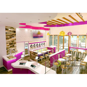 Décorations mignonnes de magasin de bonbons Design d'intérieur de magasin de crème glacée personnalisé pour l'affichage de yaourt glacé Conception de magasin de thé au lait de café - Product Image 1